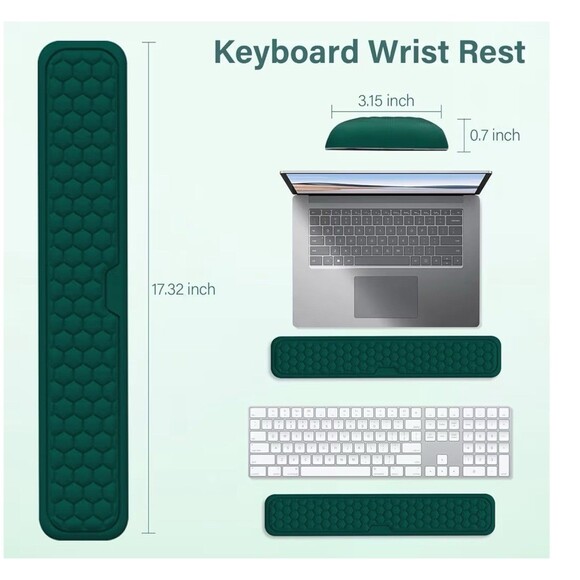 MOSISO Wrist Rest Support & Mousepad Non-Slip Memory Foam Set Peacock Green New - Picture 6 of 7